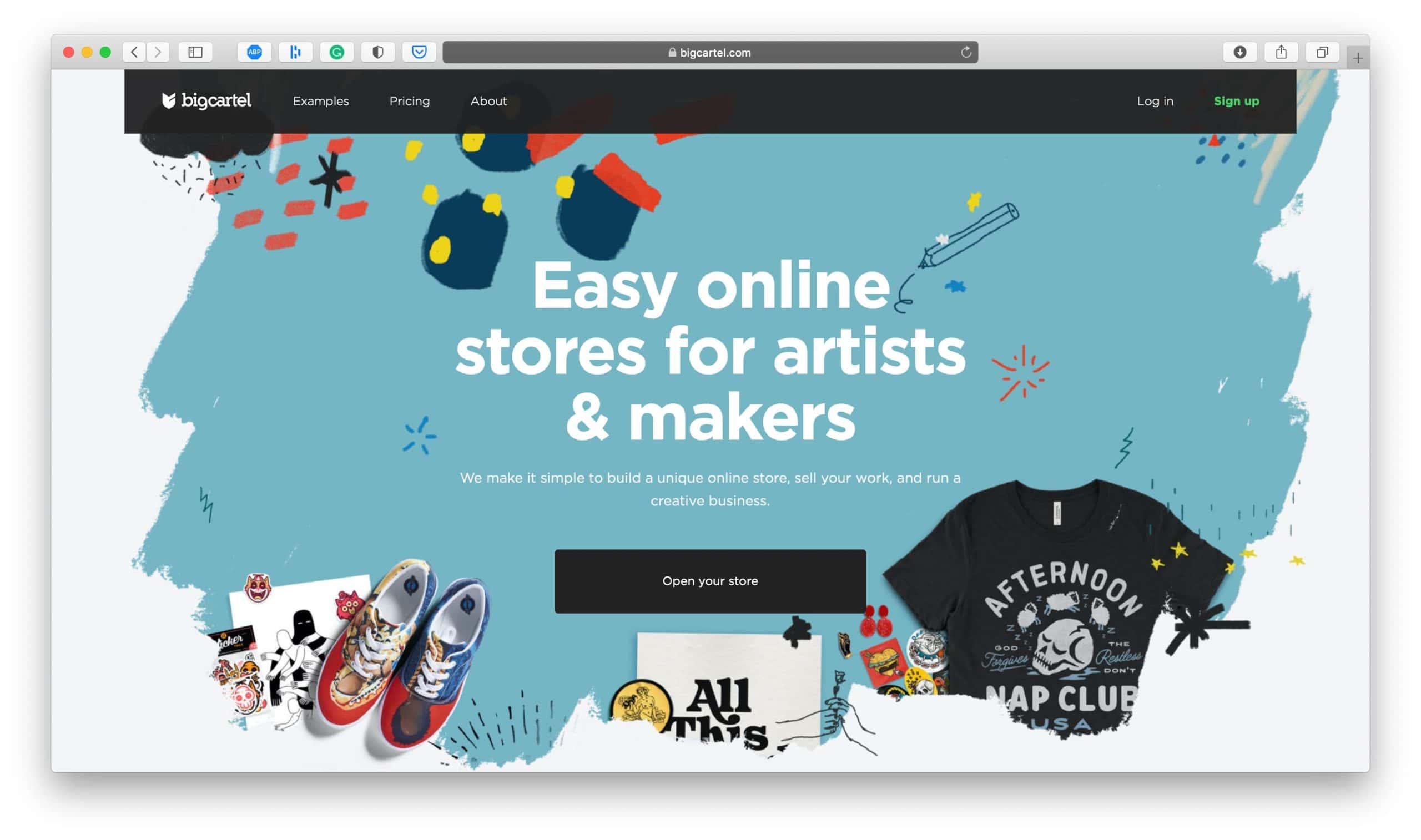 BigCartel Ecommerce Platform Homepage